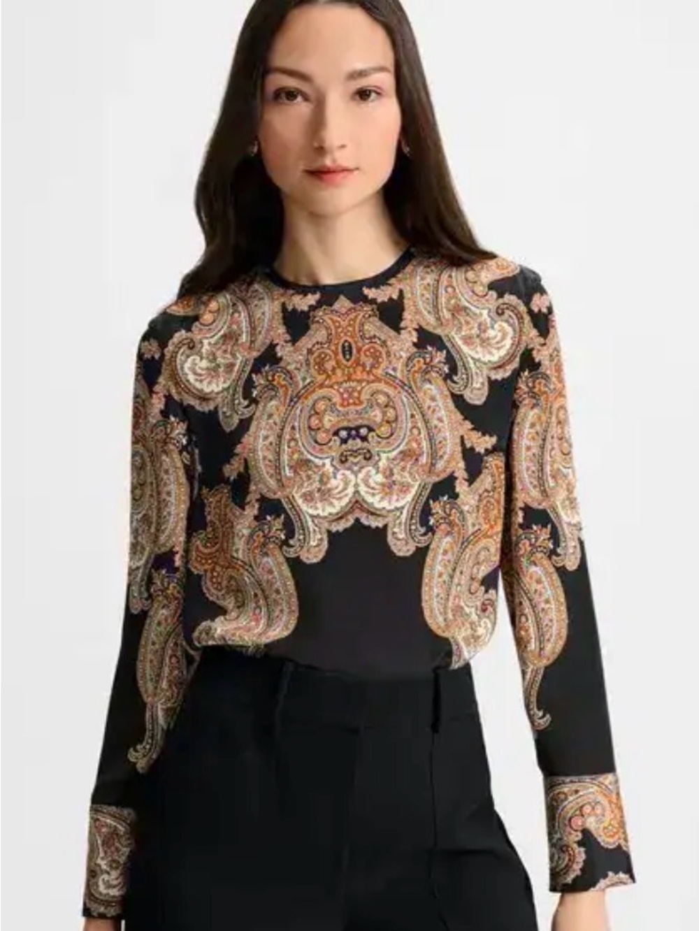 Veronica Beard Paisley-Print Crewneck Blouse